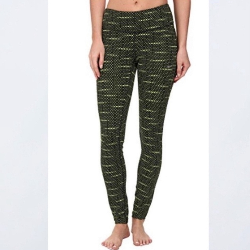 NIKE DRI-FIT EPIC RUNNING TIGHTS LEGGING PANTS Women's Small S Black Green EUC